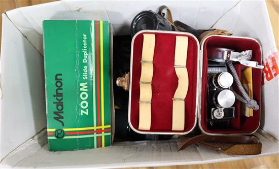 A quantity of camera equipment to include a Kiron 80 - 200mm lens and a Bolex Paillard cinecamera